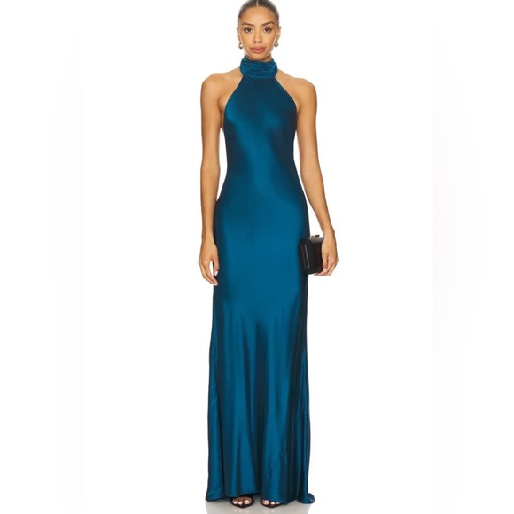 House of Harlow 1960 Dresses & Skirts - REVOLVE Astra Gown in Teal Blue  House of Harlow Long Dress  Halter 1960 $258